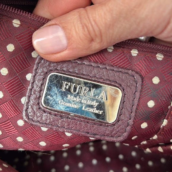 Furla Italian Leather Burgundy Tote Handbag - Picture 15 of 15